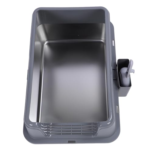 Sxhlseller Edelstahlkatze Katzentoilette mit Deckel, Extra Großer Kitty Müllbox Anti -Spritzer, Obere Eingangs -Semi geschlossener Katzentoilette für Große Katzen, Schaufel Enthalten (Grey) von Sxhlseller