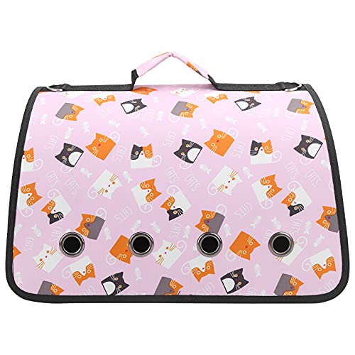 Kleine Tier-Schulter-Tragetasche Cat Puppy 8-Loch-Träger-Handtasche Weiche Haustier-Reisetrage für Outdoor-Familien-Bergsteigen-Reisen (Rosa Kätzchen) von Sxhlseller