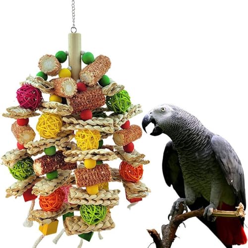 Sxhlseller Papageienspielzeug, Großer Papageienkauspielzeug Hölzerne Afrikanische Graue Vogel, Mittelgroße Vogelkäfigspielzeug Vogelpapageispielzeug (A) von Sxhlseller