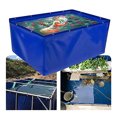 Aquarium Pool Teich Mit Tülle, PVC-Plane Für Teiche, Aquarien, Koi, Goldfische, Faltbares Fischteich-Segeltuch Kulturteich Aquarium, Plastikeimer Für Den Garten (Farbe : Blau, Größe : 3x3x1M) von Sxlawesom