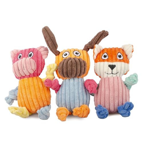 SyChien Quietschendes Hundespielzeug, robustes Plüschtier-Spielzeug-Set für kleine, mittelgroße und große Hunde, 3 Stück SyChien Quietschendes Hundespielzeug, robustes Plüschtier-Spielzeug-Set für kleine, mittelgroße und große Hunde, 3 Stück von SyChien