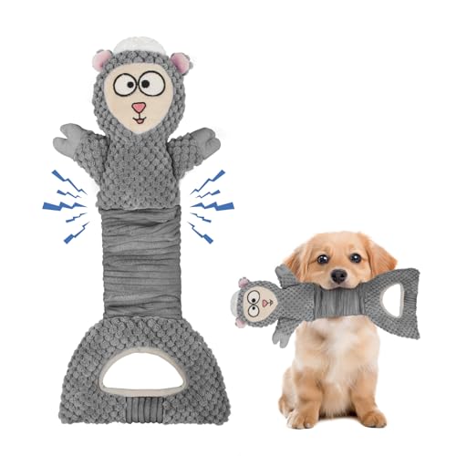 SyChien Quietschspielzeug für Hunde, interaktives Haustierspielzeug mit Knisterpapier, Kauspielzeug für kleine, mittelgroße und große Hunde (grau) von SyChien
