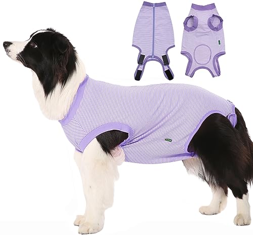 Sychien Hunde-Genesungsanzug, violett, weiblich, chirurgisches kleines Hemd, männliche Chirurgie-Genesungsanzug, lila-weiß gestreift, S von SyChien