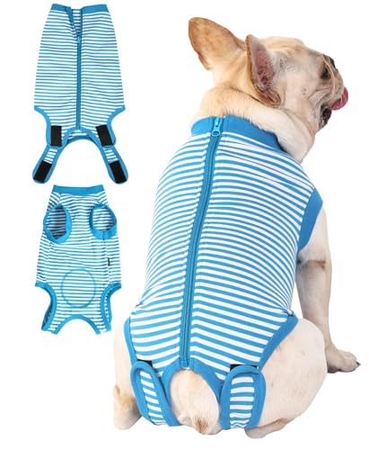 Sychien Hunde-Genesungsanzug für X-Small Hündinnen, OP-Anzug für Rüden, schmal, blau-weiß, Größe XS von SyChien