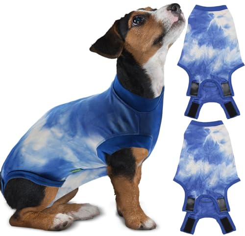 Sychien Hunde-Genesungsanzug für männliche Neutral-Chirurgie, Batikfärbung, Blau, Größe S von SyChien