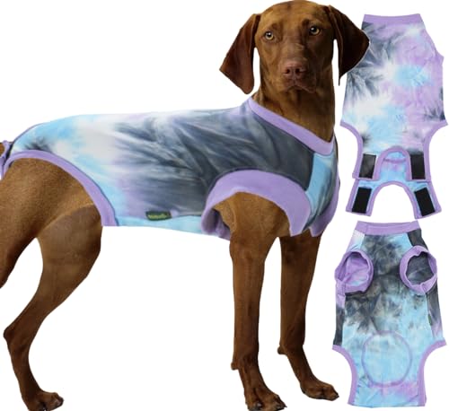 Sychien Hunde-Genesungsanzug für männliche Neutral-Chirurgie, Batikfärbung, Violett, Größe XL von SyChien