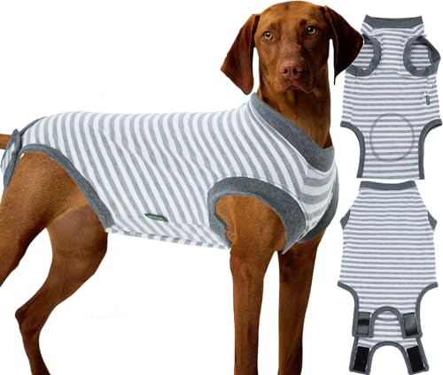 Sychien Hunde-Genesungsanzug für männliche Neutral-Chirurgie, Hellgrau gestreift, Größe XL von SyChien