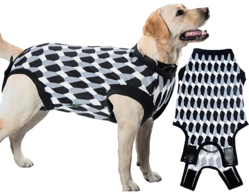 Sychien Hunde-Genesungsanzug für männliche Neutral-Chirurgie, Steindruck, Schwarz, Größe XL von SyChien
