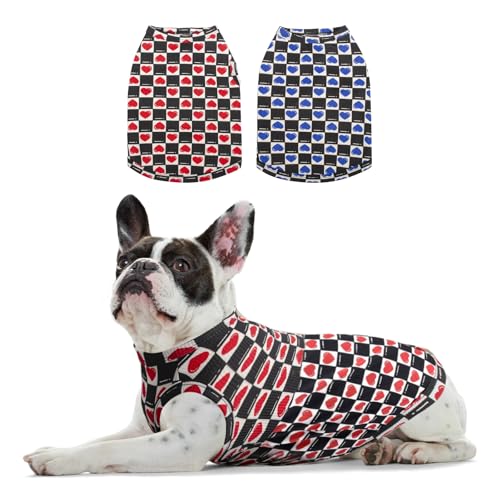 Sychien Hunde-Shirt, schnell trocknend, kühlend, mit Herzmotiv, Rot + Blau, Größe XXL von SyChien
