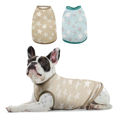 Sychien Hunde-Shirt, schnelltrocknend, kühlender Sternendruck, für den Sommer, Dunkelgrün + Hellblau, Größe XXXL von SyChien