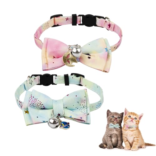 Sychien Katzenhalsband mit Fliege und Glöckchen, verstellbar, für Mädchen, Damen, Jungen, Männer, 2 Stück von SyChien