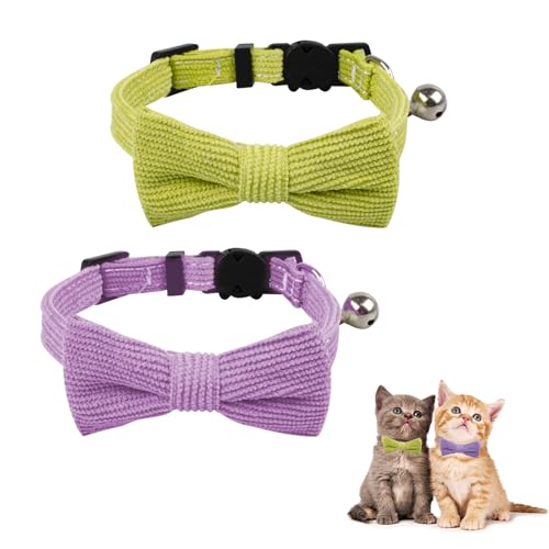 Sychien Katzenhalsband mit Fliege und Glöckchen, verstellbar, für Mädchen, Damen, Jungen, Männer, 2 Stück von SyChien