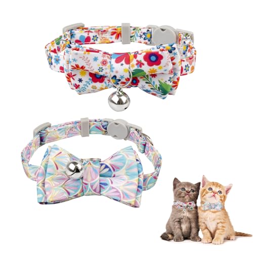 Sychien Katzenhalsband mit Fliege und Glöckchen, verstellbar, für Mädchen, Damen, Jungen, Männer, 2 Stück Sychien Katzenhalsband mit Fliege und Glöckchen, verstellbar, für Mädchen, Damen, Jungen, Männer, 2 Stück von SyChien