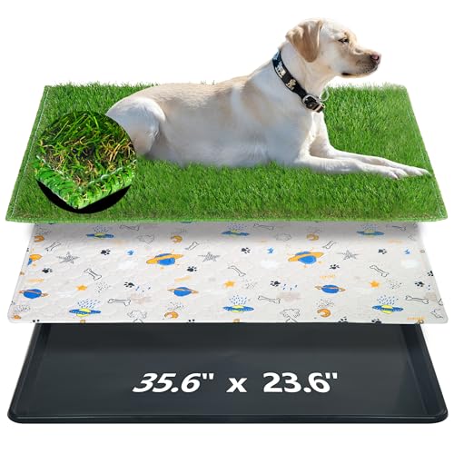 Wiederverwendbares Hundeto-System mit Kunstrasen, Urinierpads und Tablett, für Welpentraining, tragbar und leicht zu reinigen, 88,9 x 58,4 cm, große Hundetoilette für den Innen- und Außenbereich (90 x Wiederverwendbares Hundeto-System mit Kunstrasen, Urinierpads und Tablett, für Welpentraining, tragbar und leicht zu reinigen, 88,9 x 58,4 cm, große Hundetoilette für den Innen- und Außenbereich (90 x von SyFatWeen