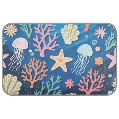 Blue Ocean Coral Animal Summer Hunde-Kühlmatte für den Außenbereich, selbstkühlende Betten für Indoor-Katzen für Hunde, Innenräume, Manta, Refrescante Para, Perro, M von SyXIOP