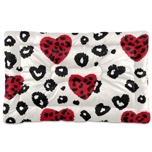 Fashion Love Hunde-Schlafmatratze, waschbar, weich, bequem, rutschfeste Unterseite, für große, mittelgroße und kleine Hunde, 91,4 x 61 cm, Rot von SyXIOP
