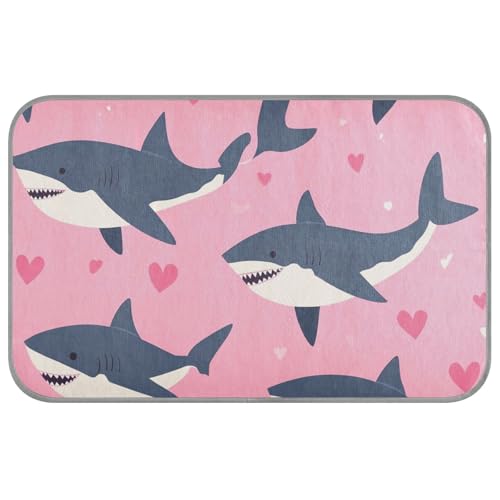 Happy Valentine Cartoon Cartoon Shark Fish Pink Summer Cooling Pads Self Cooling Blanket for Indoor Cats for Pet Outdoor Cat Soft Tape enfriador para perros M von SyXIOP