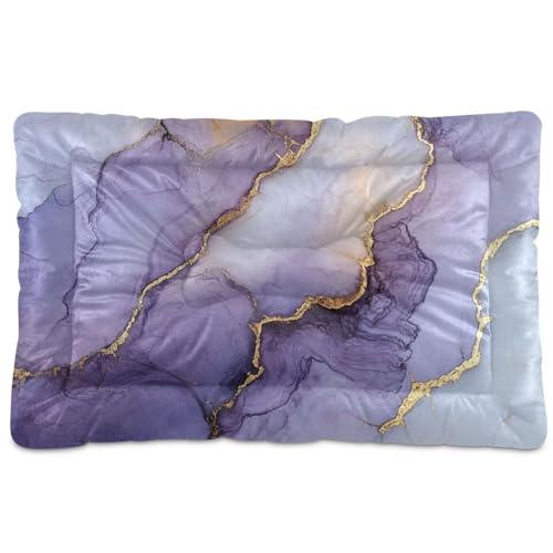 Haustier-Schlafmatte, waschbar, Marmor, weich, rutschfest, für große, mittelgroße und kleine Hunde, 91,4 x 61 cm, Violett-Gold Haustier-Schlafmatte, waschbar, Marmor, weich, rutschfest, für große, mittelgroße und kleine Hunde, 91,4 x 61 cm, Violett-Gold von SyXIOP