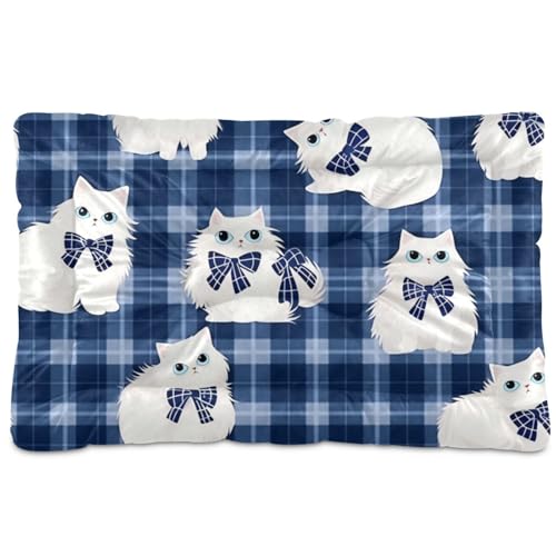 Haustier-Schlafmatte, waschbar, weich, bequem, rutschfeste Unterseite, für mittelgroße und große Hunde, 91,4 x 61 cm, Blau / Weiß Haustier-Schlafmatte, waschbar, weich, bequem, rutschfeste Unterseite, für mittelgroße und große Hunde, 91,4 x 61 cm, Blau / Weiß von SyXIOP