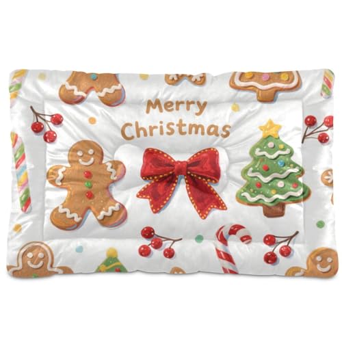 Hunde-Schlafmatratze mit Motiv Merry Christmas, Cartoon-Lebkuchen, waschbar, rutschfest, weich, bequem, für große Jumbo, mittelgroße und kleine Hunde, 91,4 x 61 cm Hunde-Schlafmatratze mit Motiv Merry Christmas, Cartoon-Lebkuchen, waschbar, rutschfest, weich, bequem, für große Jumbo, mittelgroße und kleine Hunde, 91,4 x 61 cm von SyXIOP