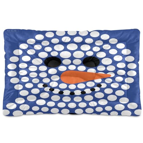 Hundebett, Motiv: Schneemann, waschbar, weich, rutschfest, für mittelgroße und große Hunde, 91,4 x 61 cm, Weiß / Blau Hundebett, Motiv: Schneemann, waschbar, weich, rutschfest, für mittelgroße und große Hunde, 91,4 x 61 cm, Weiß / Blau von SyXIOP