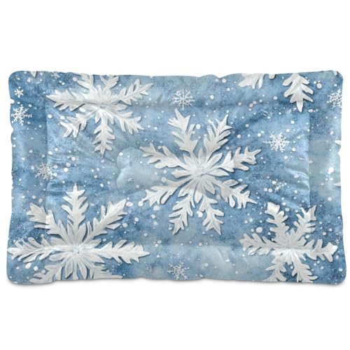 Hundebett, geprägtes Winter-Schneeflocken-Design, waschbar, rutschfest, weich, bequem, Haustierbett für mittelgroße und große Hunde, 91,4 x 61 cm Hundebett, geprägtes Winter-Schneeflocken-Design, waschbar, rutschfest, weich, bequem, Haustierbett für mittelgroße und große Hunde, 91,4 x 61 cm von SyXIOP