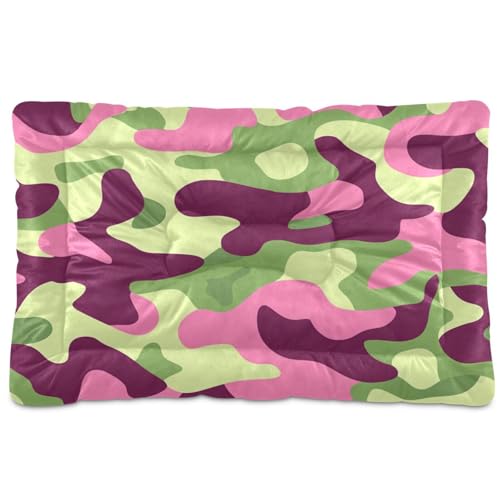 Hundebett-Matte, waschbar, rutschfest, weich, bequem, für mittelgroße und große Hunde, 91,4 x 61 cm, Grün / Pfirsich Hundebett-Matte, waschbar, rutschfest, weich, bequem, für mittelgroße und große Hunde, 91,4 x 61 cm, Grün / Pfirsich von SyXIOP