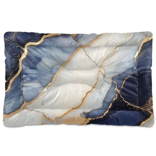 Hundebettunterlage mit Marmorstruktur, waschbar, rutschfest, weich, bequem, für große Jumbo, mittelgroße und kleine Hunde, 91,4 x 61 cm, Blau und Gold Hundebettunterlage mit Marmorstruktur, waschbar, rutschfest, weich, bequem, für große Jumbo, mittelgroße und kleine Hunde, 91,4 x 61 cm, Blau und Gold von SyXIOP