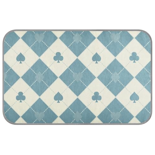 Kühlendes Hundebett im Poker-Design, selbstkühlend, Katzendecken für drinnen und draußen, weich, Esterilla, Refrescante para perros, Größe M, Blau / Beige von SyXIOP