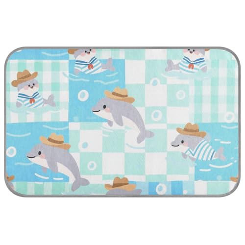 Kühlkissen für den Sommer, Motiv: Cartoon-Delfin, Grün / Blau, selbstkühlendes Bett für Indoor-Katzen für Katzen, Outdoor-Katzenzubehör, Größe M, Grün / Blau Kühlkissen für den Sommer, Motiv: Cartoon-Delfin, Grün / Blau, selbstkühlendes Bett für Indoor-Katzen für Katzen, Outdoor-Katzenzubehör, Größe M, Grün / Blau von SyXIOP
