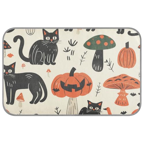 Kühlmatte für Halloween, Katzen, Kürbisse, Pilze, kühne Linienarbeit, Sommer, Outdoor, selbstkühlende Decke für Hunde für Kätzchen, gemütlich, schlafend, Katzenzubehör, Manta, Fria, Para, Perros, M von SyXIOP