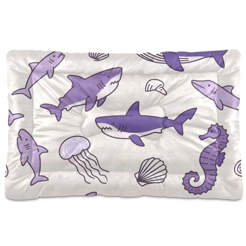 Ocean Animal Quallen Hai lila gestreifte waschbare Haustierbett-Matte für mittelgroße und große Hunde, 91,4 x 61 cm Ocean Animal Quallen Hai lila gestreifte waschbare Haustierbett-Matte für mittelgroße und große Hunde, 91,4 x 61 cm von SyXIOP