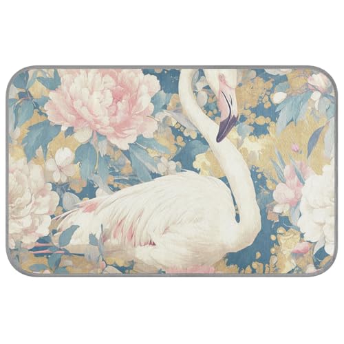 Sommer-Kühlkissen für Hunde, selbstkühlendes Bett für Katzen, Outdoor, Katze, bequeme Manta, Auffrischung, Größe M, Weiß mit Flamingos und rosa Pfingstrosen von SyXIOP