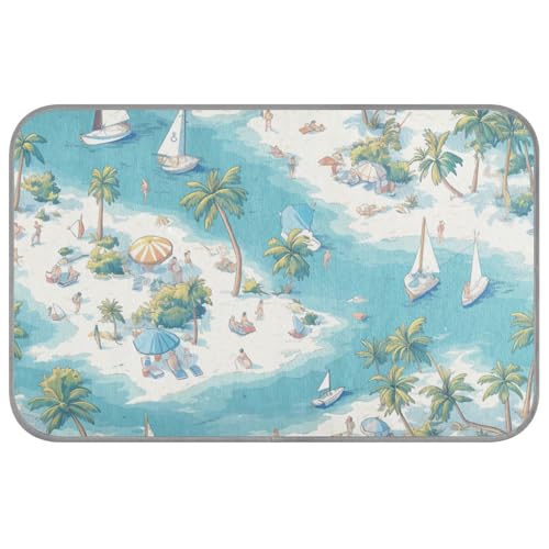 Sommer-Kühlmatte für Katzen, selbstkühlende Matte für Haustiere, für Haustiere, Outdoor, weich, Cama Fria Para, Perro, M, Cartoon-Strand, Silberblau von SyXIOP