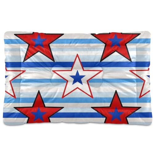 Stripe Stars Haustier-Schlafmatte, waschbar, weich, bequem, rutschfeste Unterseite, für mittelgroße und große Hunde, 91,4 x 61 cm von SyXIOP