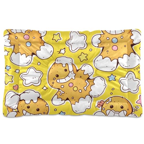 SyXIOP Haustierbett, Motiv: Lebkuchenmotiv, waschbar, rutschfest, weich, bequem, für große Jumbo, mittelgroße und kleine Hunde, 91,4 x 61 cm, Gelb SyXIOP Haustierbett, Motiv: Lebkuchenmotiv, waschbar, rutschfest, weich, bequem, für große Jumbo, mittelgroße und kleine Hunde, 91,4 x 61 cm, Gelb von SyXIOP