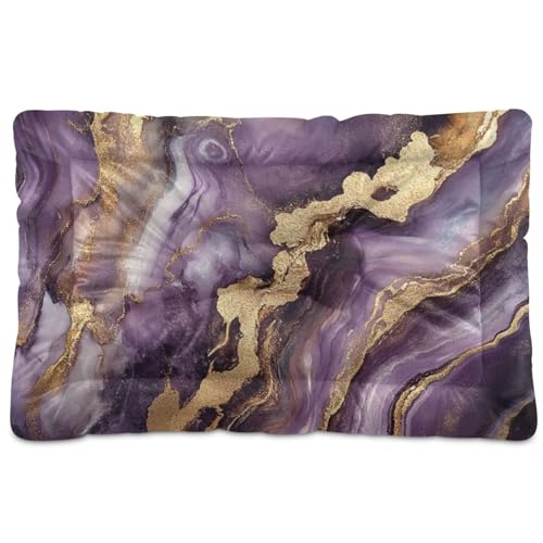 SyXIOP Haustierbett-Matte mit Marmor-Textur, waschbar, weich, bequem, rutschfeste Unterseite, für mittelgroße und große Hunde, 91,4 x 61 cm, Violett und Gold SyXIOP Haustierbett-Matte mit Marmor-Textur, waschbar, weich, bequem, rutschfeste Unterseite, für mittelgroße und große Hunde, 91,4 x 61 cm, Violett und Gold von SyXIOP