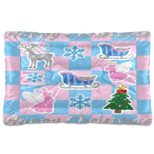 SyXIOP Weihnachtsmatratze, waschbar, weich, rutschfest, für große, mittelgroße und kleine Hunde, 91,4 x 61 cm, glitzernd, blau-rosa kariert SyXIOP Weihnachtsmatratze, waschbar, weich, rutschfest, für große, mittelgroße und kleine Hunde, 91,4 x 61 cm, glitzernd, blau-rosa kariert von SyXIOP