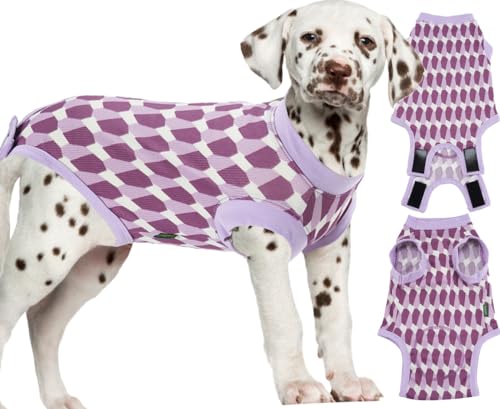 Sychien Hunde-Genesungsanzug für männliche Neutral-Chirurgie, Steindruck, Violett, Größe L von Sychien