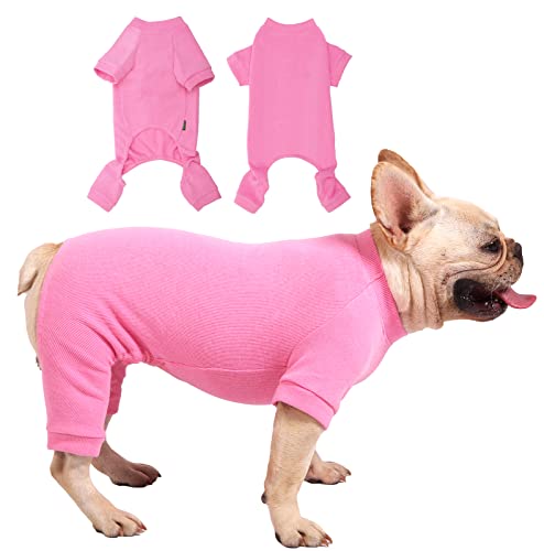 Sychien Hunde-Pyjama für große, kleine, mittelgroße Hunde, warmer Winter-PJS-Overall für Jungen, Mädchen, Hunde, Weihnachtsfeier, gekämmte Baumwolle, Thermo-Jumpsuits, Rohling Pink, Small von Sychien