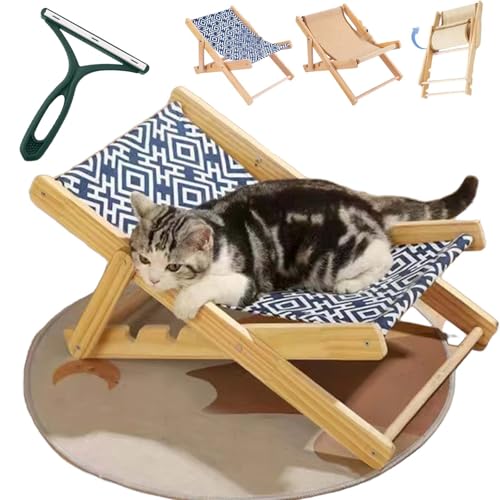 Syeefula Celery Pets Cat Lounger Chair, 2 in 1 Foldable Cat Sisal Chair for Indoor, 4-Position Adjustable Hammock Pet Sisal Beach Bed Mat for Small and Medium Cats, Removable Blanket (Canvas Type) von Syeefula