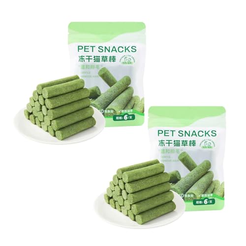 Syengery 12 Stück Katzengras Sticks, Cat Grass Teething Stick, Gefriergetrocknet Snacks Für Katzen, Natürliches Katzengras-Kaustäbchen, Kauspielzeug Für Katzen Zur Zahnpflege von Syengery