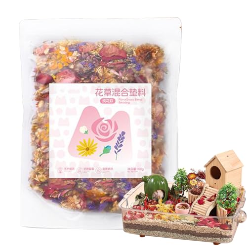 Syengery Bunny Einstreu, 100g Getrocknete Meerschweinchen Streu, Matte Feuchtigkeitsabsorption Langanhaltende Düfte Beruhigende Lebensraumdekoration Für Kleine Frettchen Hühner Käfig Katze von Syengery