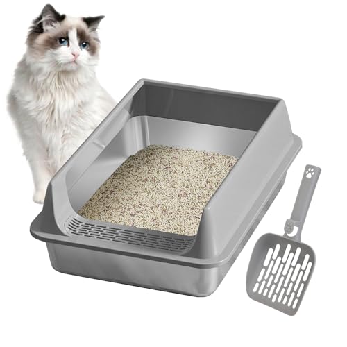 Syengery Katzenklo, Hochwand Katzenklo mit Schaufel, Antihaft Katzentoilette Zubehör für Große Mittelkleine Katzen Wohnung Garten Balkon von Syengery