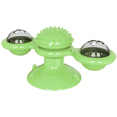 Syfunlv Windmühle Katzen,Spinnmassagespielzeug mit Starkem Saugnapf,Essensausgabe mit Katzenminze und LED Leuchtball,Interaktives KatzeIntelligenzspielzeug,für Katzentraining Unterhaltung (Stil 3) von Syfunlv