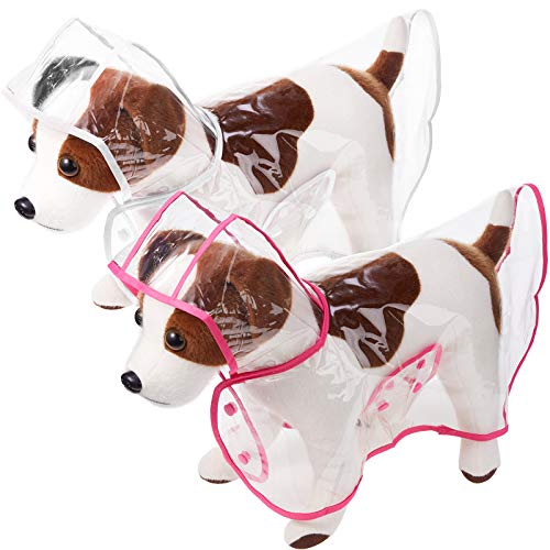 2 Stück Haustier-Hunde-Regenmantel, transparent, wasserdicht, mit Kapuze, Kunststoff, Welpen, Regenponcho, Haustier, Regenbekleidung für kleine, mittelgroße Hunde (Rosy und Weiß, Größe M) von Syhood