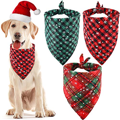 3 Stücke Weihnachten Haustier Bandanas Dreieck Haustier Lätzchen Plaid Hund Schal Halstuch für Weihnachten Haustier Kostüm von Syhood