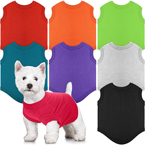 8 Stück Hunde-Shirts Haustier Welpe Blanko Kleidung Sommer Weiches Hunde T-Shirt Atmungsaktiv Hund Einfarbig Shirts Welpen Kleidung Outfit für die meisten Hunde Katzen Welpen Haustier (XS) von Syhood