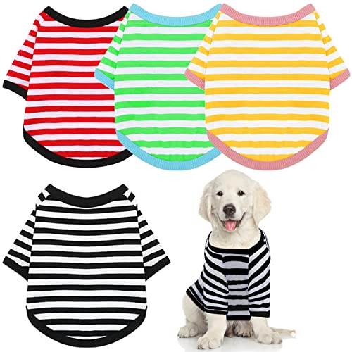 Hunde-Shirts, gestreift, für Hunde, dehnbar, kurzärmelig, für die meisten Hunde, 4 Farben (Schwarz, Rot, Grün, Gelb, S) von Syhood