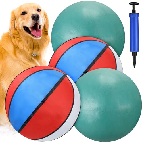 Syhood 2 Stück 24,8 cm große Ballspielzeuge für Hunde mit Abdeckung, rollender Hundeball, 2 Basketballballabdeckungen, 1 Handpumpe für Hunde, Pferde, Outdoor-Kurs, Hinterhof, Stall, aktives Spielen von Syhood